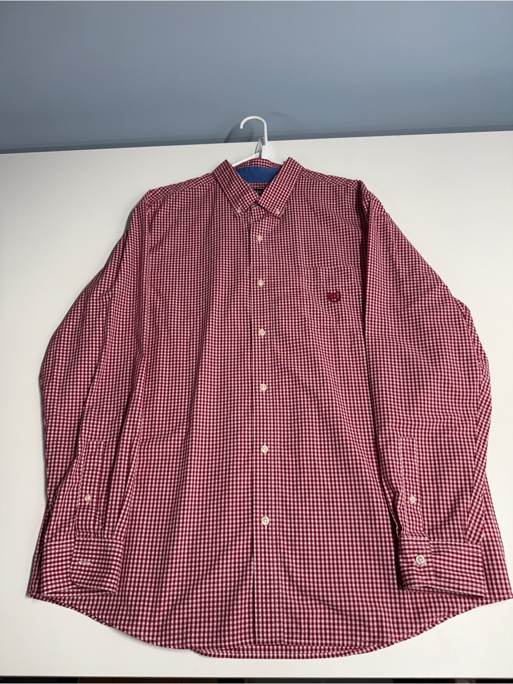 Chaps Men's Red and White Gingham Button-Down Shirt